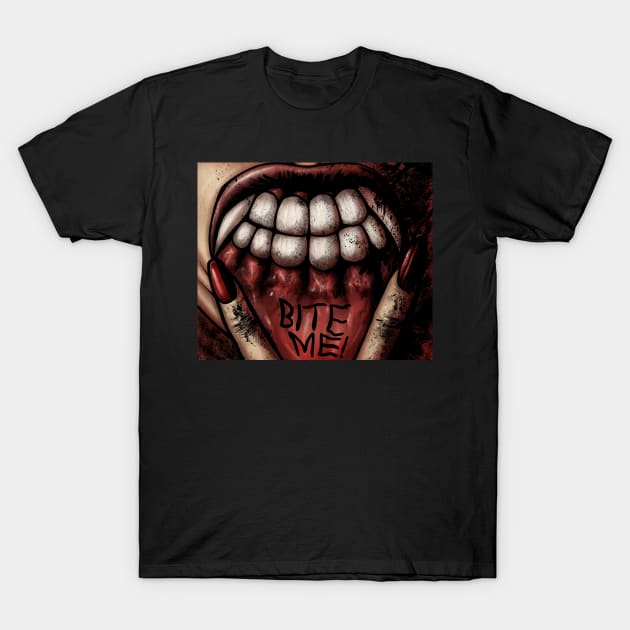 Vampire Bite Me Color T-Shirt by DougSQ